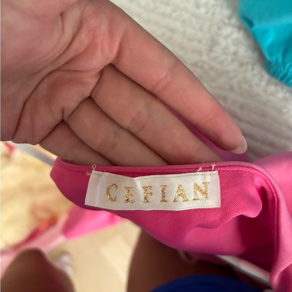 Pink Bow One-Shoulder Mini Dress Cefian Size Small - Picture 2 of 2